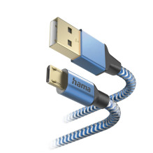 Hama 00201555 Reflective Charging Cable, USB-A - Micro-USB 1.5m Nylon blue Hama 00201555 Reflective Charging Cable, USB-A - Micro-USB 1.5m Nylon blue