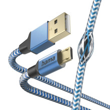 Hama 00201555 Reflective Charging Cable, USB-A - Micro-USB 1.5m Nylon blue Hama 00201555 Reflective Charging Cable, USB-A - Micro-USB 1.5m Nylon blue