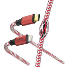 Hama 00201562 Reflective Charging Cable, USB-C - Lightning 1.5m Nylon red Hama 00201562 Reflective Charging Cable, USB-C - Lightning 1.5m Nylon red