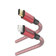 Hama 00201562 Reflective Charging Cable, USB-C - Lightning 1.5m Nylon red Hama 00201562 Reflective Charging Cable, USB-C - Lightning 1.5m Nylon red