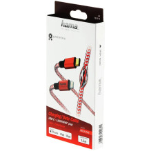 Hama 00183310 USB Type-C Cable - Lighting MFI 1.5m Red Hama 00183310 USB Type-C Cable - Lighting MFI 1.5m Red