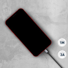 Minimalistinis „Tellur“ USB į žaibo kabelis 3A 1 m juodas