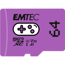 Emtec MicroSDXC 64GB UHS-I U3 V30 A1 žaidimų kortelė, violetinė