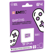 Emtec MicroSDXC 64GB UHS-I U3 V30 A1 žaidimų kortelė, violetinė