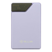 Tellur Power Bank 10000mAh, USB-C + Lightning laidai, įmontuoti violetiniai