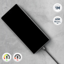 Minimalistinis „Tellur“ USB-C į USB-C laidas 3A 1 m juodas Minimalistinis „Tellur“ USB-C į USB-C laidas 3A 1 m juodas