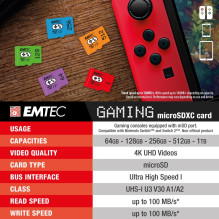 Emtec MicroSDXC 128GB UHSI U3 V30 A1 Gaming Green