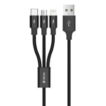 Devia Kintone Series 3In1 Tube, USB to Lightning, MicroUSB, Type-C, 1,2m, Black