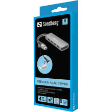 Sandberg 136-63 USB-C / A iki 4xUSB 3.0 Hub