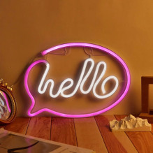 Manta SNL08PKT stiliaus neoninės lemputės HELLO rožinės / baltos spalvos Manta SNL08PKT stiliaus neoninės lemputės HELLO rožinės / baltos spalvos