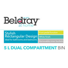 „Beldray LA035235WHTFEU7“ 5 litrų talpos dviejų skyrių šiukšliadėžė – balta „Beldray LA035235WHTFEU7“ 5 litrų talpos dviejų skyrių šiukšliadėžė – balta