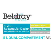 Beldray LA035235SSFEU7 5-Litre Dual Compartment Bin - Stainless Steel