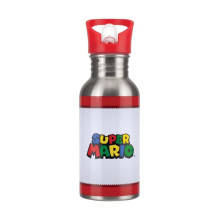 Paladone Super Mario metalinis vandens buteliukas su šiaudeliu Paladone Super Mario metalinis vandens buteliukas su šiaudeliu