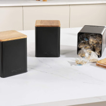 Salter BW129001EU7 Toronto 4-Piece Bread Bin & Canister Set - Black Salter BW129001EU7 Toronto 4-Piece Bread Bin & Canister Set - Black