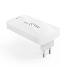 Hama 00201976 plokščias įkroviklis 220V su 2xUSB-C / USB-A 65W baltas