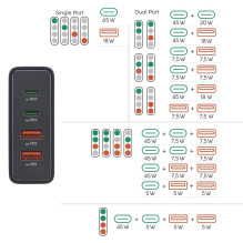 Hama 00201979 įkrovimo stotelė su USB-C / USB-A 65 W juoda