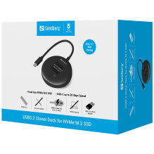 Sandberg 136-72 USB 3,2 Cloner Dock for NVMe M.2 SSD