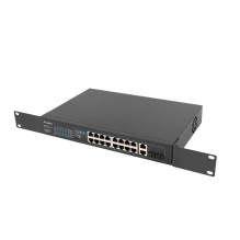 Lanberg komutatorių stovas 19' POE+ 16x 100MB / 2x COMBO Gigabit Ethernet 150W