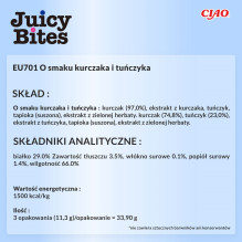 INABA Juicy Bites vištienos ir tuno skanėstai katėms - 3 x 11 g