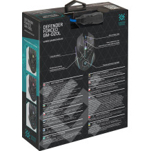 „Defender Forced GM-020L“ žaidimų pelė, skirta abiem rankoms, USB A tipo, optinė, 3200 DPI