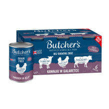BUTCHER\'S Original Mega pakuotė mišrių gabaliukų drebučiuose - šlapias šunų ėdalas - 6 x 400 g