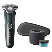 „Philips SHAVER Series 5000 S5884 / 50“ vyriškas skustuvas, rotacinis skustuvas, kirpimo mašinėlė, juoda, žalia