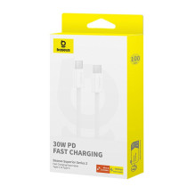 „Baseus Superior“ USB C į USB C duomenų kabelis 1 m 30 W, baltas „Baseus Superior“ USB C į USB C duomenų kabelis 1 m 30 W, baltas