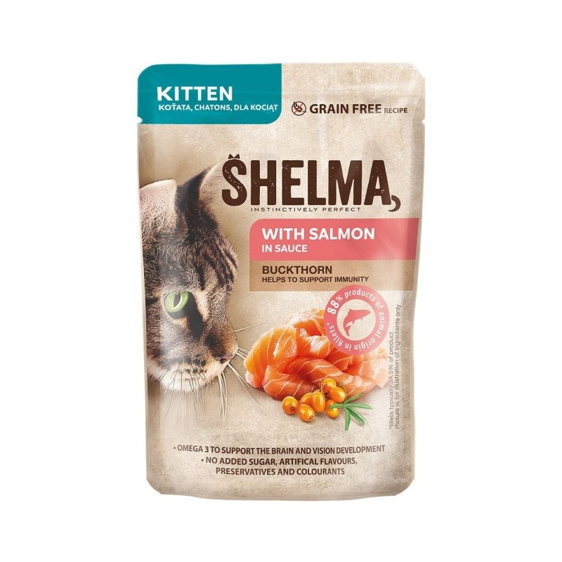 SHELMA Kitten with salmon in sauce - wet cat food - 85g