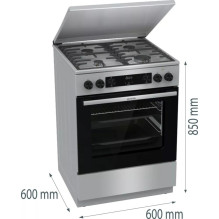 Gorenje GKS6C71XF Laisvai pastatoma viryklė su orkaite, sidabrinė Gorenje GKS6C71XF Laisvai pastatoma viryklė su orkaite, sidabrinė