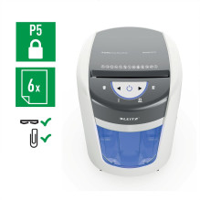 Leitz IQ OptiMax Home Office 225 mikropjaustyto popieriaus smulkintuvas, P5, 15 l, baltas