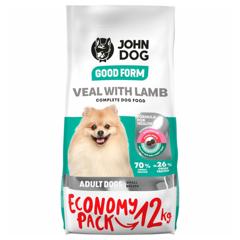 JOHN DOG Good Form Adult Mini Veal with lamb - dry dog food - 12 kg