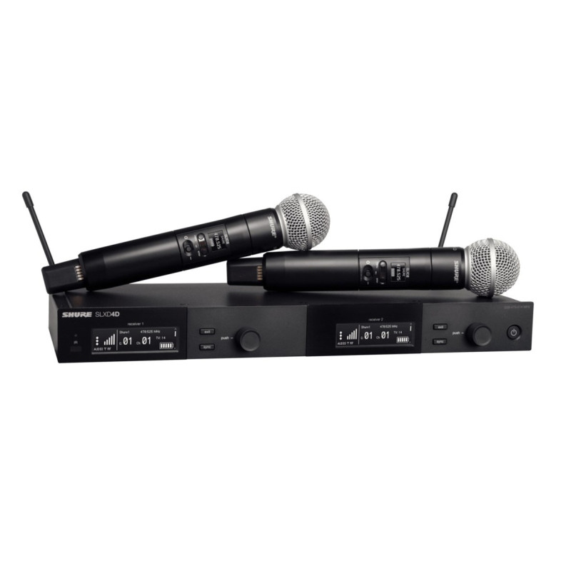 Shure SLXD24DE / SM58-G59 - dual digital wireless system with two transmitters / handheld microphones (470 - 514 MHz)