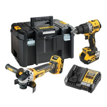 DeWalt DCK2026P2T-QW rinkinys DCD805 + DCG405, 18 V XR 2×5.0 Ah juodas, geltonas