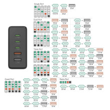 Hama 00201978 Įkrovimo stotelė su 3xUSB-C / 2xUSB-A 140 W juoda