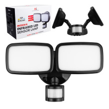 „Maclean“ LED sieninis šviestuvas su PIR jutikliu, 20 W, 1500 lm, IP65, neutrali balta 4000 K, juodas, MCE524 B