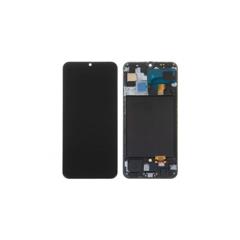 Ekranas skirtas Samsung A505 A50 juodas su rėmeliu HQ