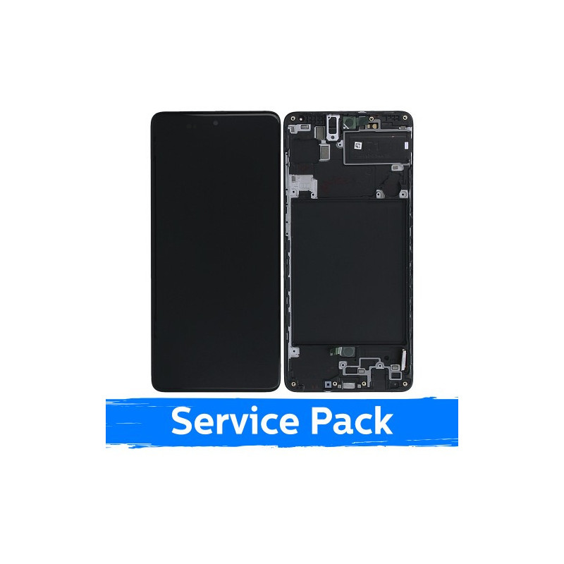 Ekranas skirtas Samsung A715 A71 juodas su rėmeliu (Service Pack)
