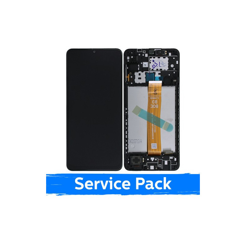 Ekranas skirtas Samsung A127 A12s (Nacho) juodas su rėmeliu (Service Pack)