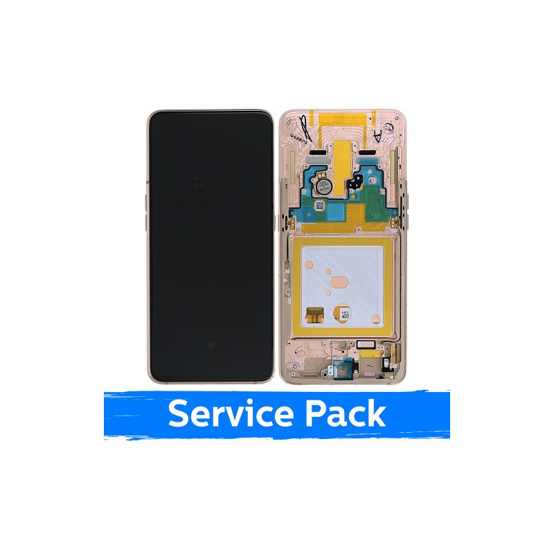 Ekranas skirtas Samsung A805 2019 A80 auksinis su rėmeliu (Service Pack)