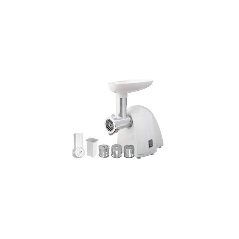 Camry Meat mincer CR 4802 White, 600-1500 W, Number of speeds 1, Middle size sieve, mince sieve, poppy sieve, plunger, s