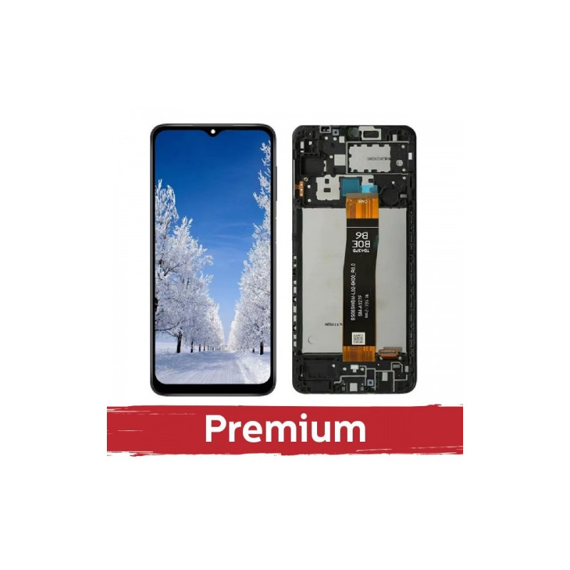 Ekranas skirtas Samsung A127 A12s (Nacho) juodas su rėmeliu OEM