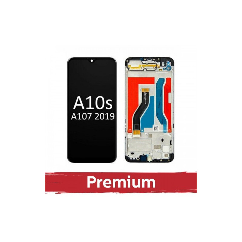 Ekranas skirtas Samsung A107 A10s juodas su rėmeliu OEM