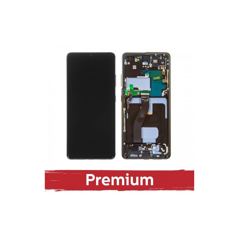 Ekranas skirtas Samsung G998 S21 Ultra su rėmeliu / Phantom Black / OEM