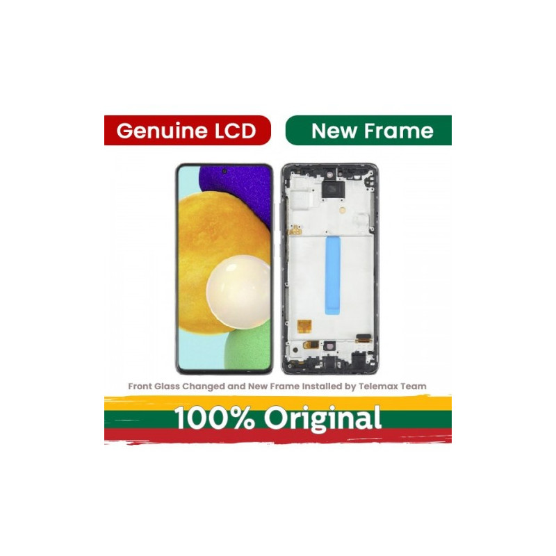 Ekranas skirtas Samsung A525 A52 (A526 A52 5G) su rėmeliu / Awesome Blue / (Atnaujintas: Telemax)