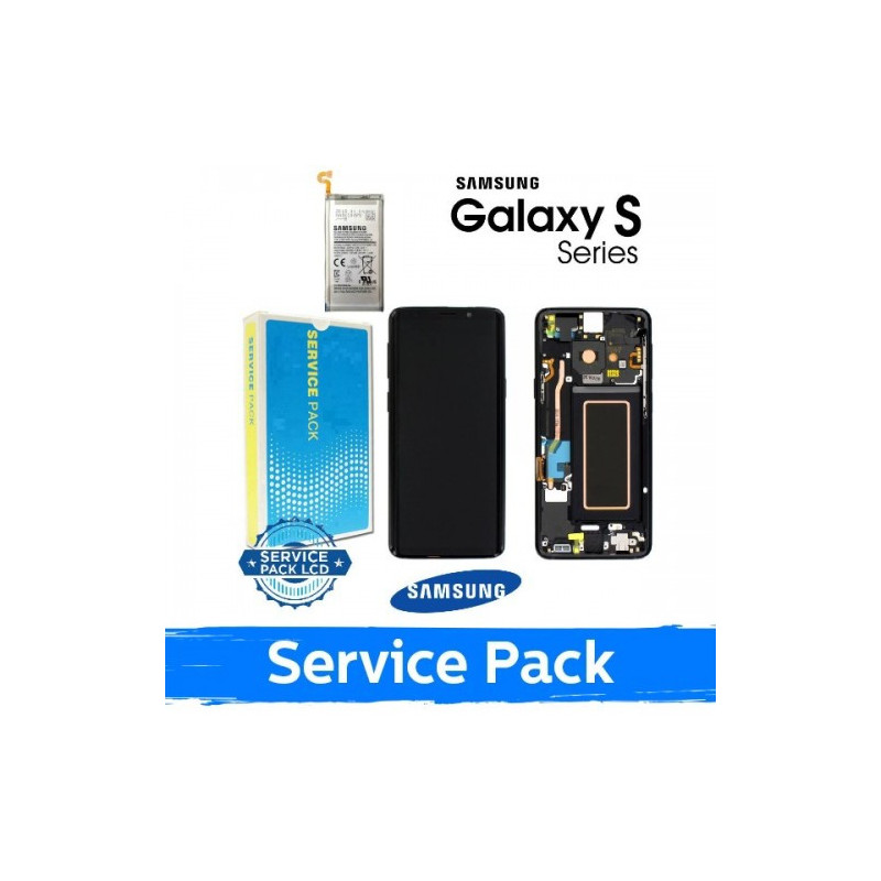 Screen for Samsung G960 S9 with frame / Midnight Black / (Service Pack) + INCLUDING BATTERY