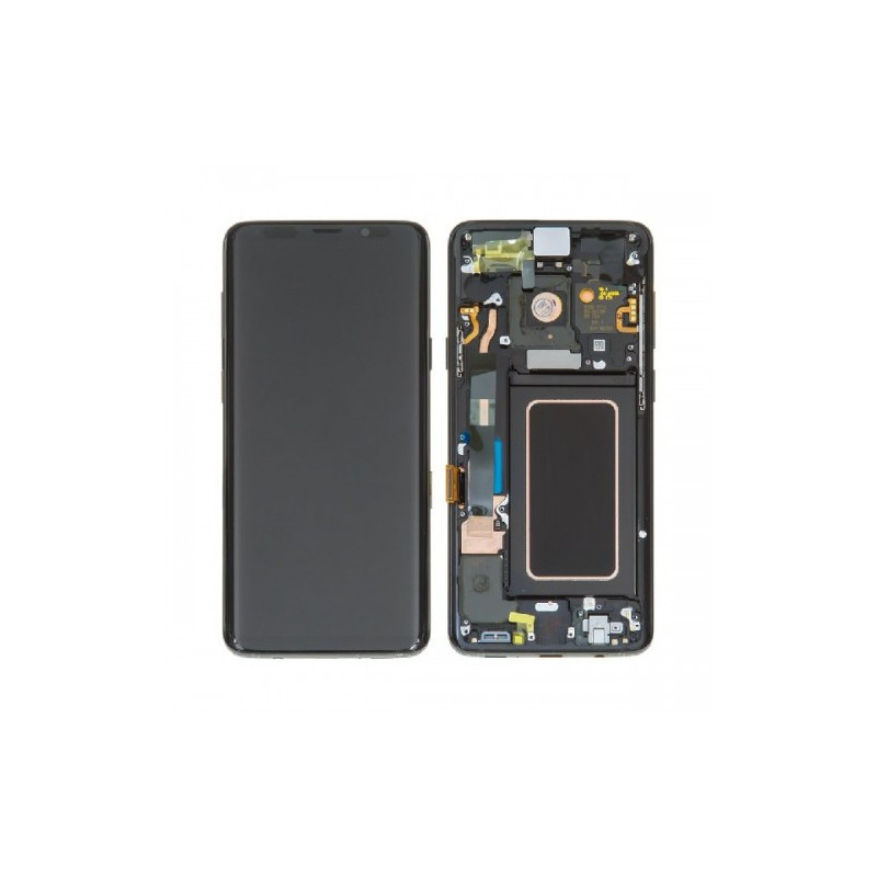 Ekranas skirtas Samsung G965 S9 Plus su rėmeliu / Midnight Black / HQ