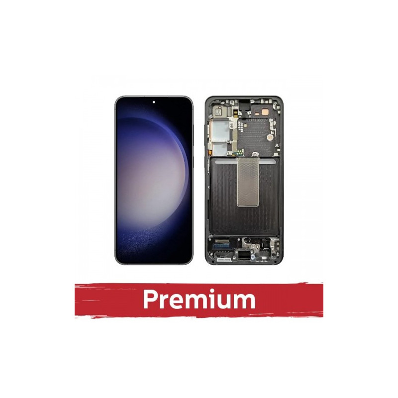 Ekranas skirtas Samsung S916 S23 Plus su rėmeliu / Phantom Black (Graphite) / OEM