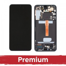 Ekranas skirtas Samsung S906 S22 Plus su rėmeliu / Phantom Black (Graphite) / OEM