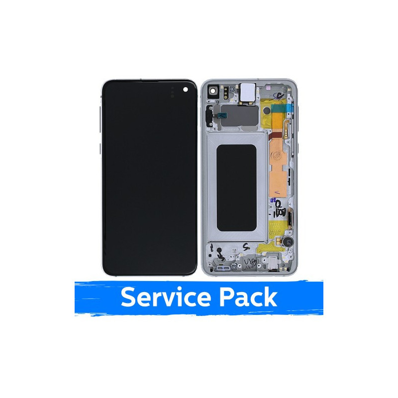 Ekranas skirtas Samsung G970 S10e su rėmeliu / Prism White / (Service Pack) +INCLUDING BATTERY