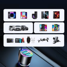 Car charger Joyroom 'JR-CL25' black 17W (2xQC3.0 / with LED Lighting) + 'Lightning' cable 150cm